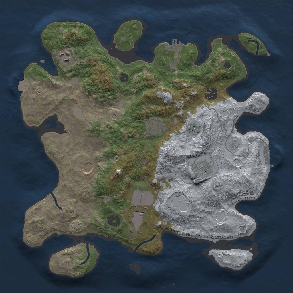Rust Map: Procedural Map, Size: 3500, Seed: 1586487629, 15 Monuments