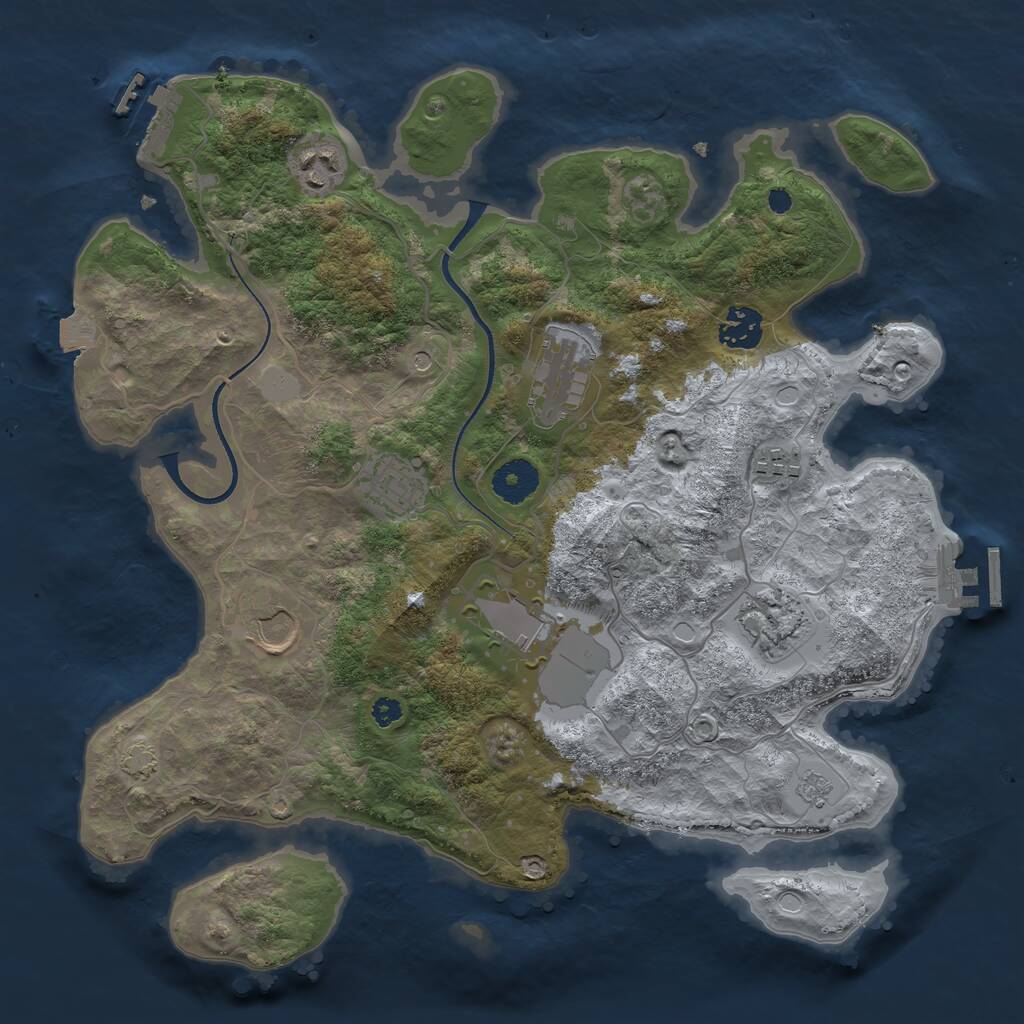 Rust Map: Procedural Map, Size: 3500, Seed: 1586487629, 14 Monuments