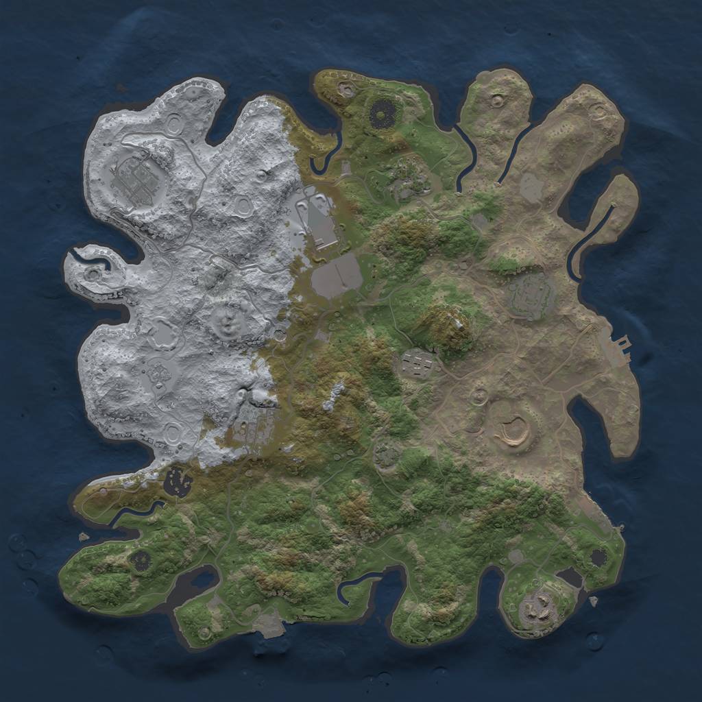 Rust Map: Procedural Map, Size: 3600, Seed: 40524, 17 Monuments