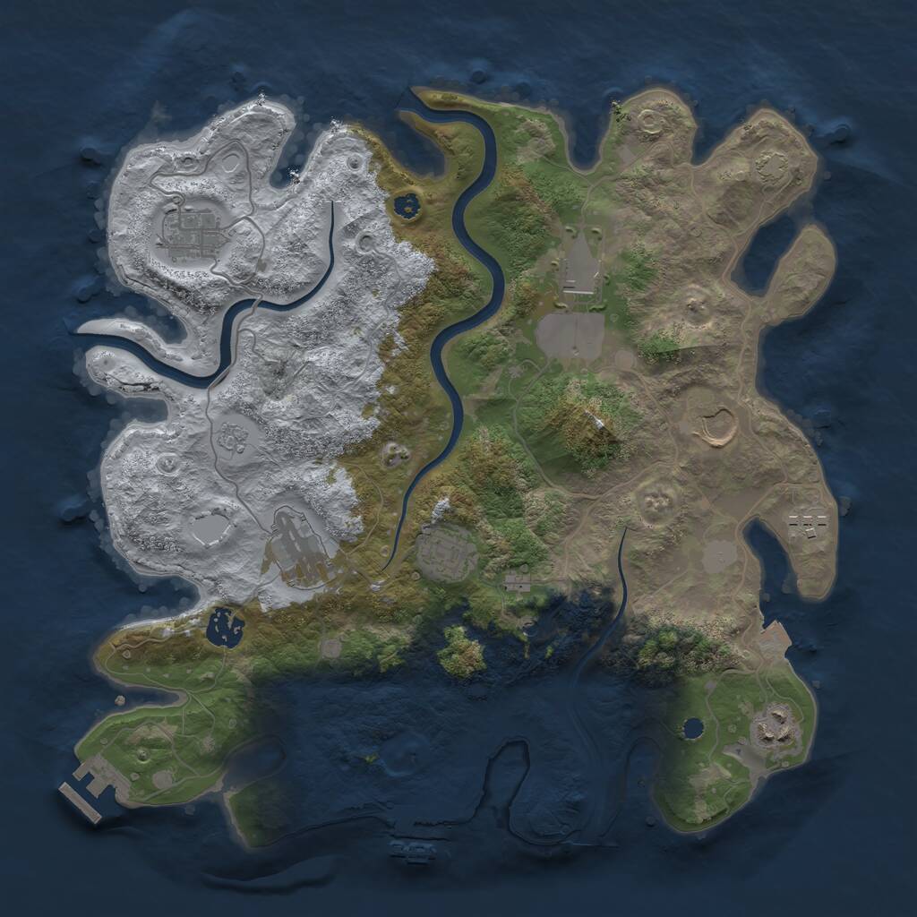 Rust Map: Procedural Map, Size: 3600, Seed: 40524, 14 Monuments