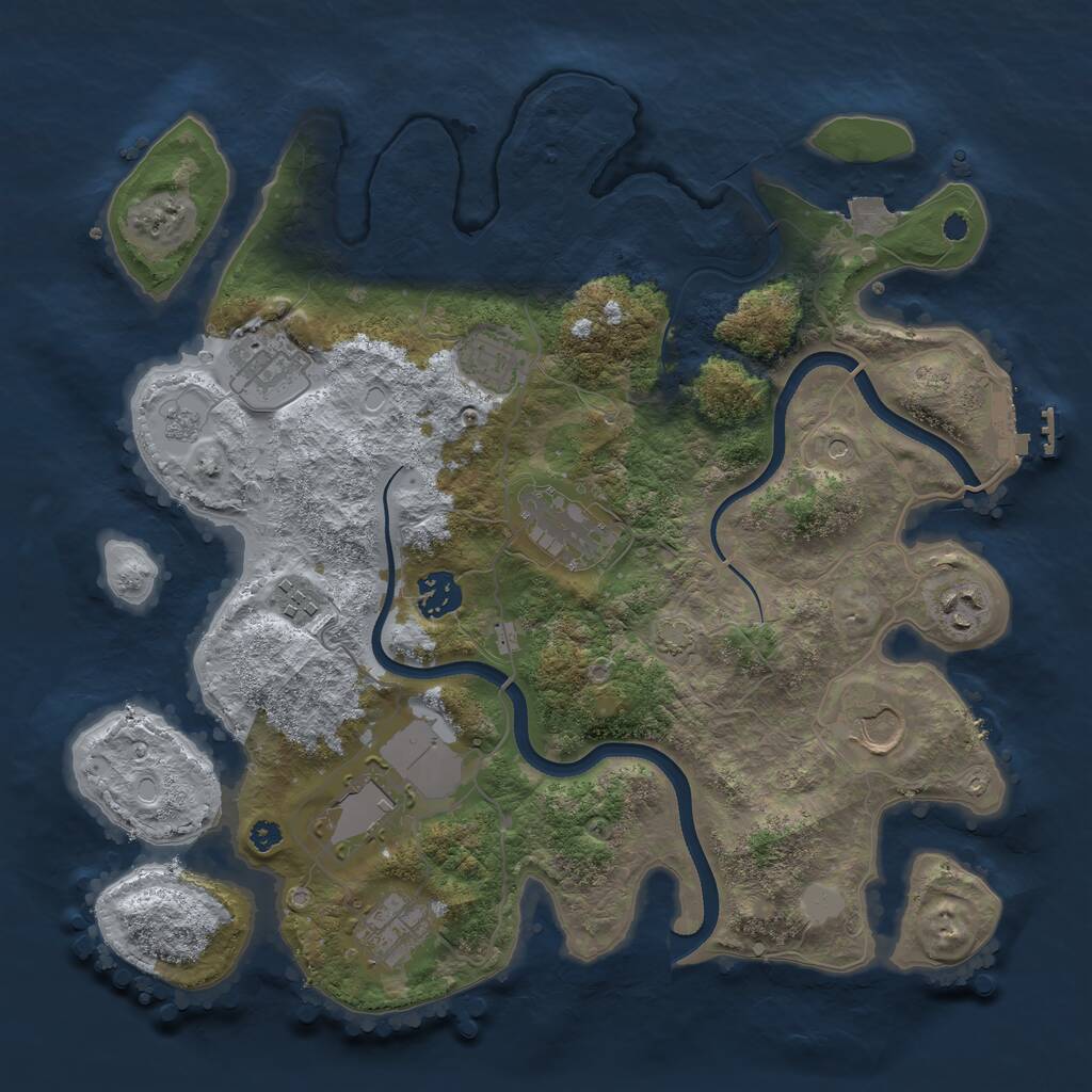 Rust Map: Procedural Map, Size: 3555, Seed: 12345, 14 Monuments