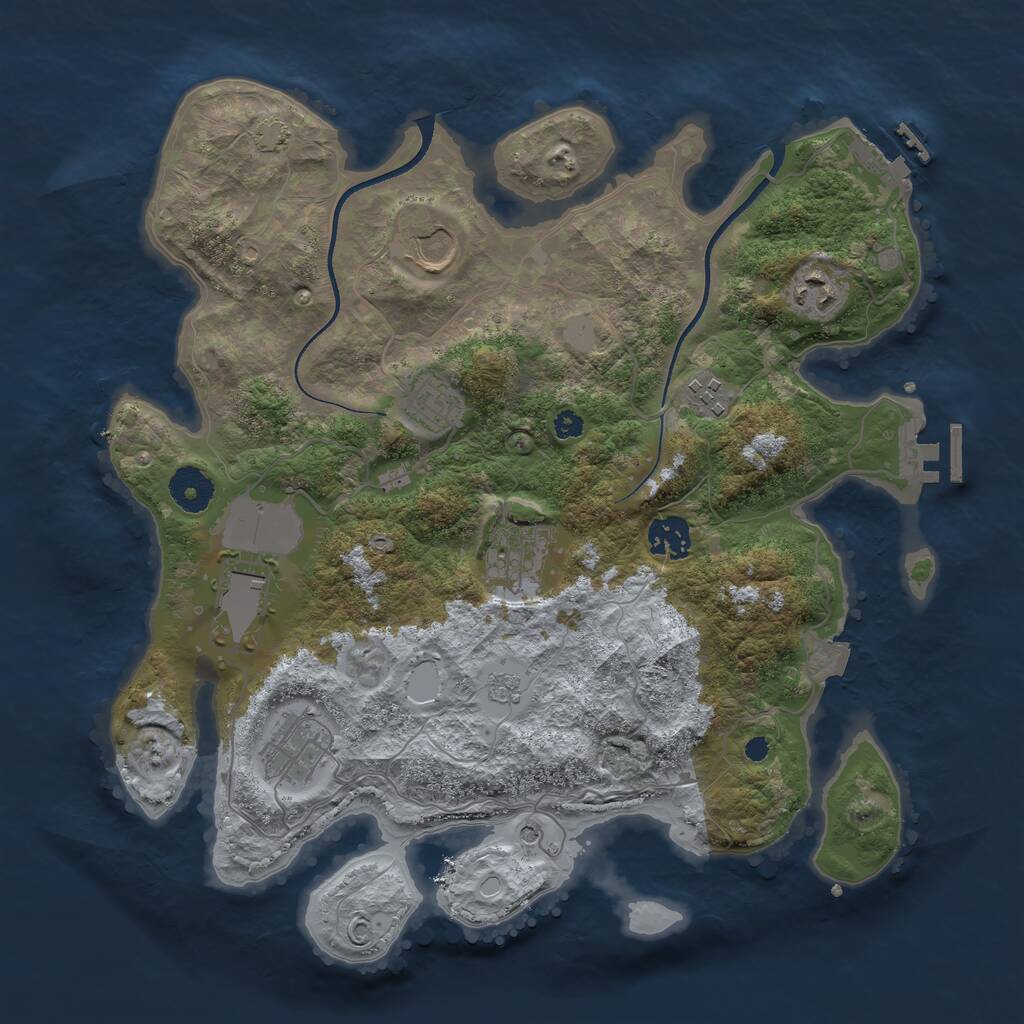 Rust Map: Procedural Map, Size: 3500, Seed: 904527985, 14 Monuments