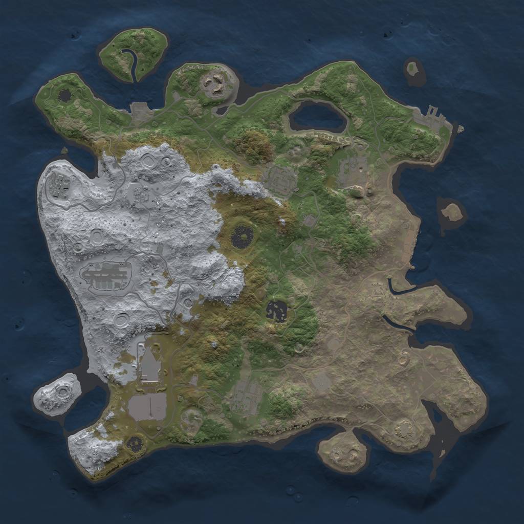 Rust Map: Procedural Map, Size: 3500, Seed: 136535247, 16 Monuments