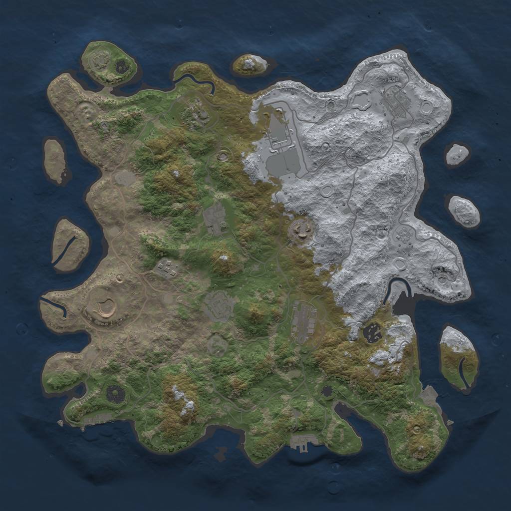 Rust Map: Procedural Map, Size: 4000, Seed: 2019089715, 18 Monuments