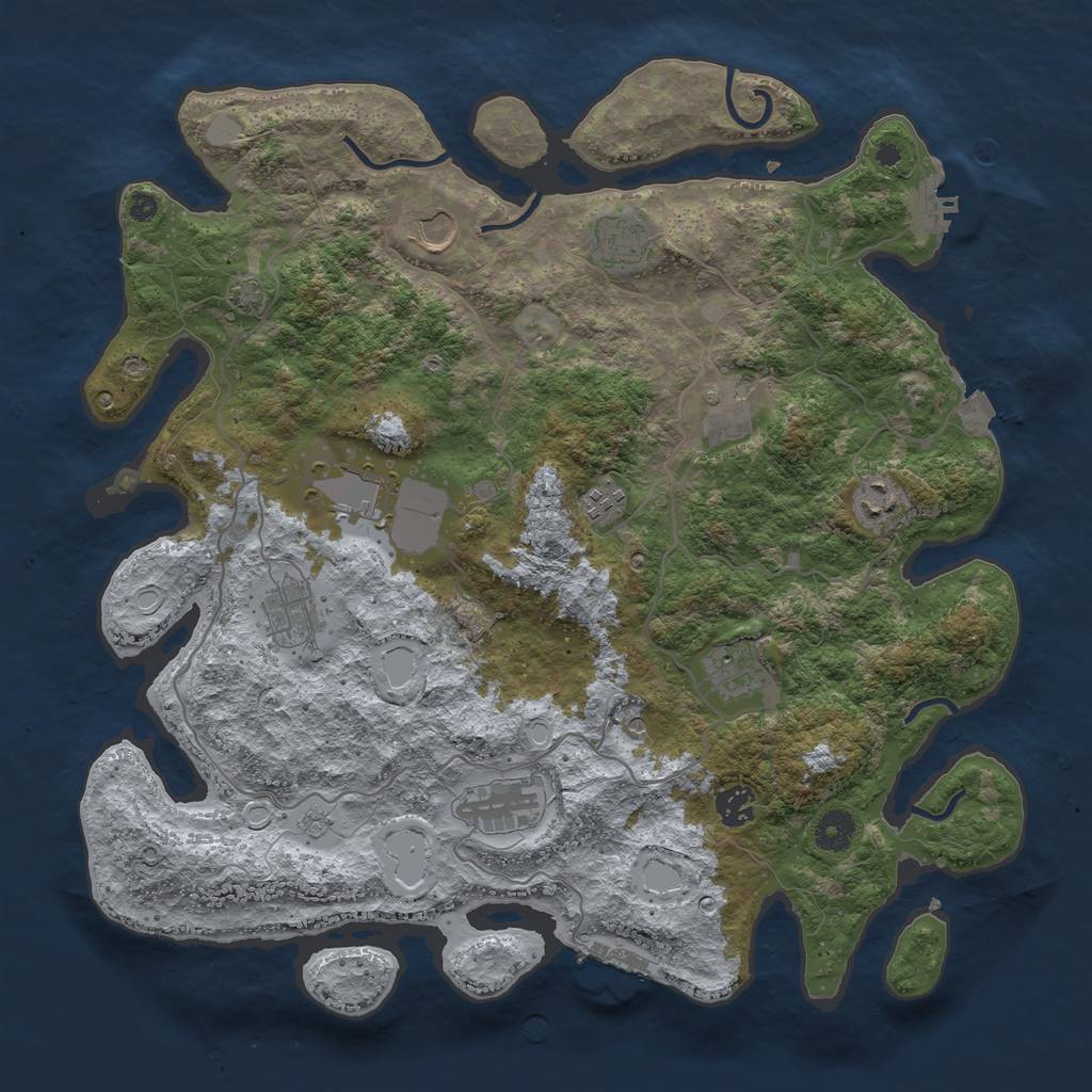 Rust Map: Procedural Map, Size: 4000, Seed: 826843538, 18 Monuments