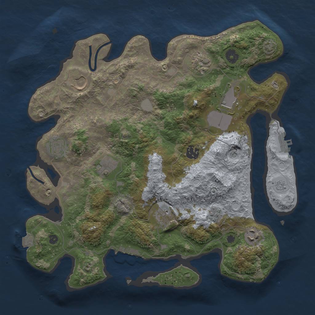 Rust Map: Procedural Map, Size: 3500, Seed: 1180967771, 17 Monuments