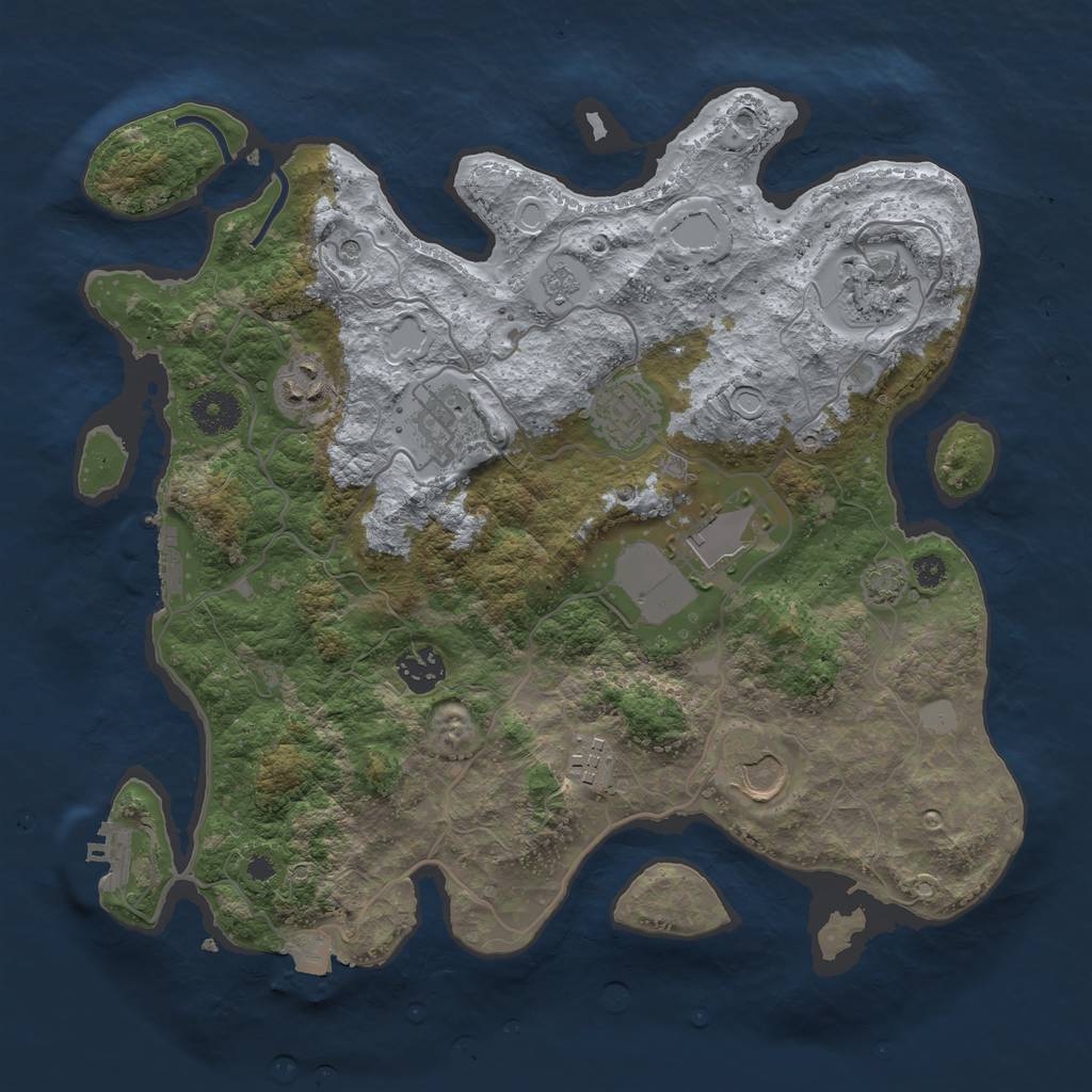 Rust Map: Procedural Map, Size: 3500, Seed: 2076302258, 16 Monuments