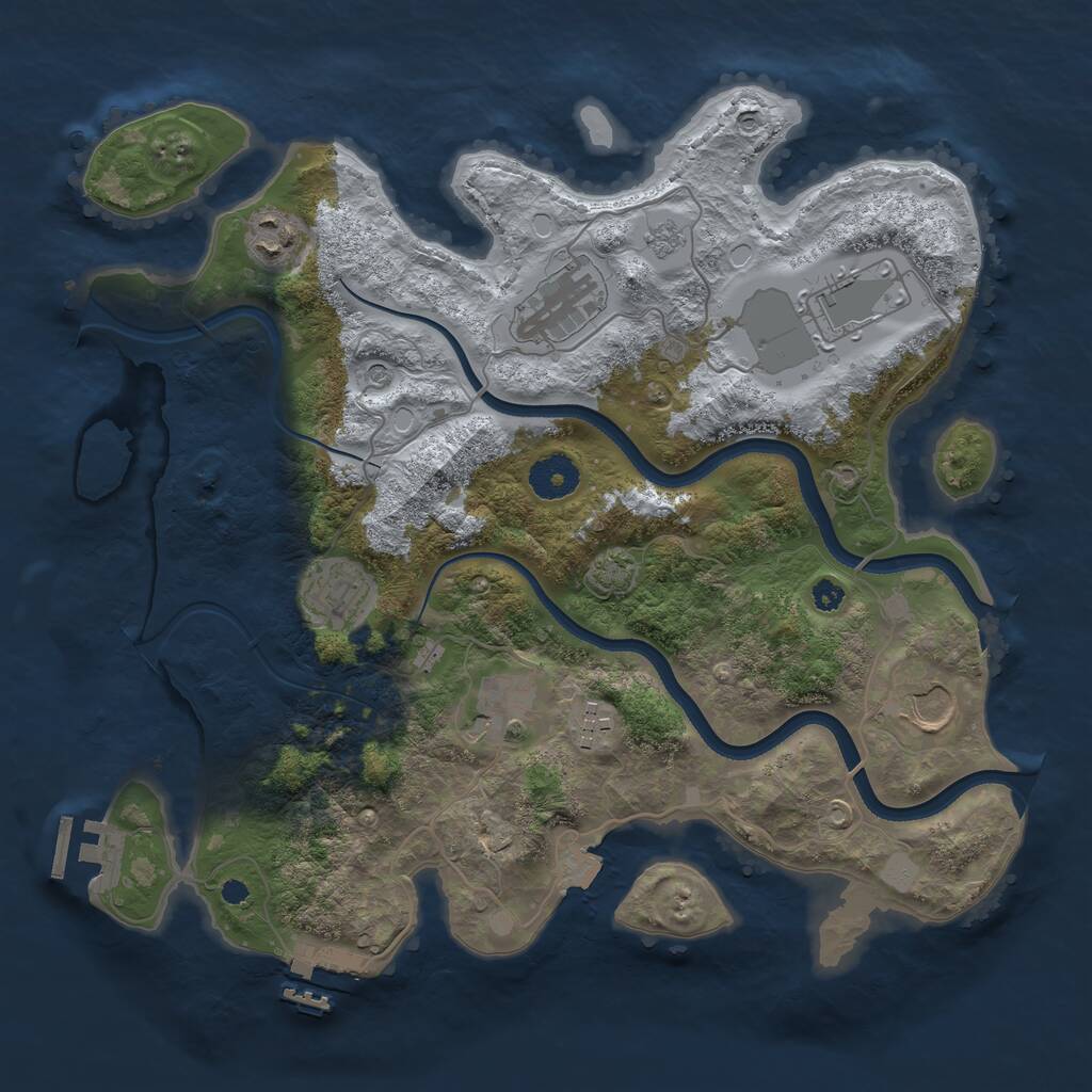 Rust Map: Procedural Map, Size: 3500, Seed: 2076302258, 13 Monuments