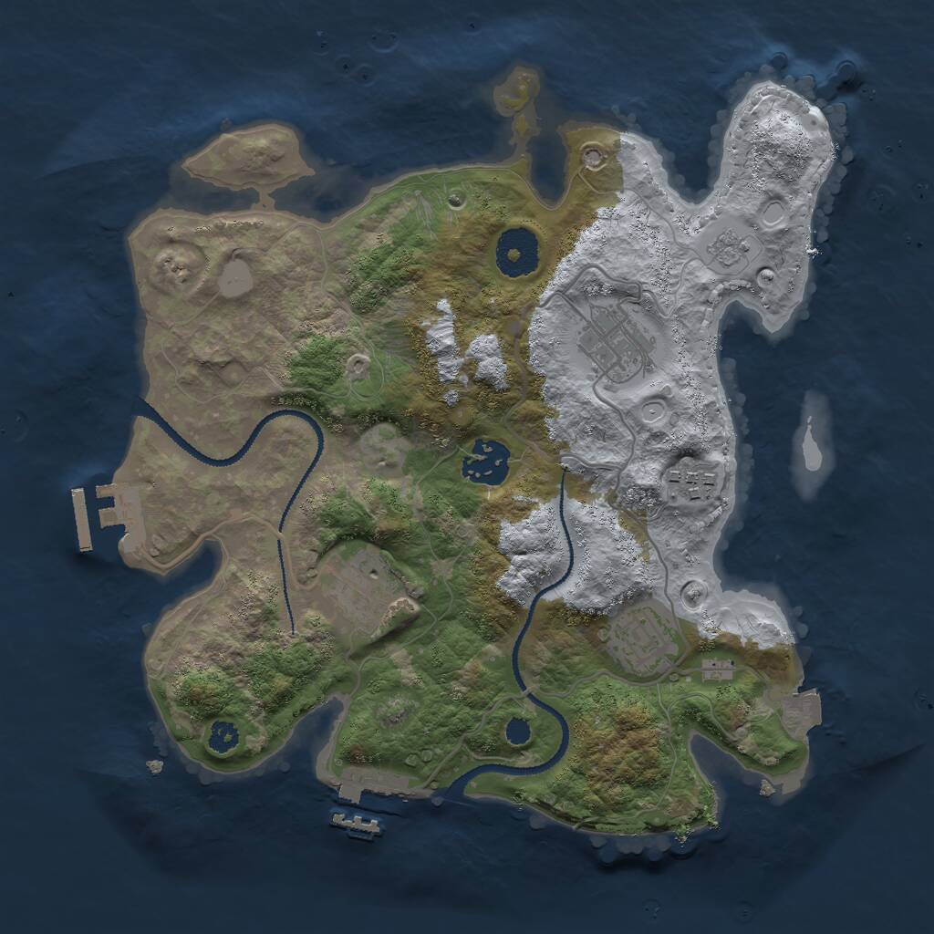 Rust Map: Procedural Map, Size: 3000, Seed: 640950111, 9 Monuments