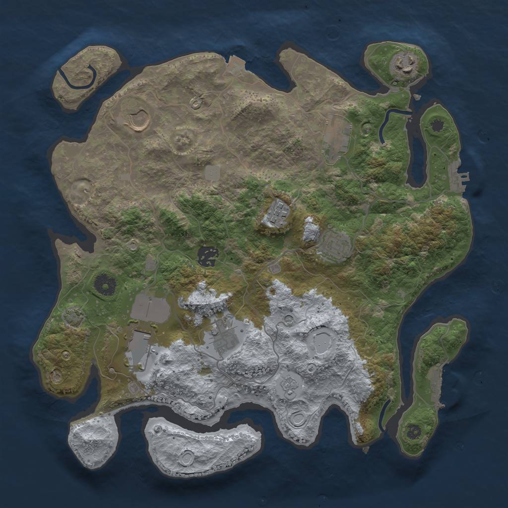 Rust Map: Procedural Map, Size: 3500, Seed: 45647371, 16 Monuments