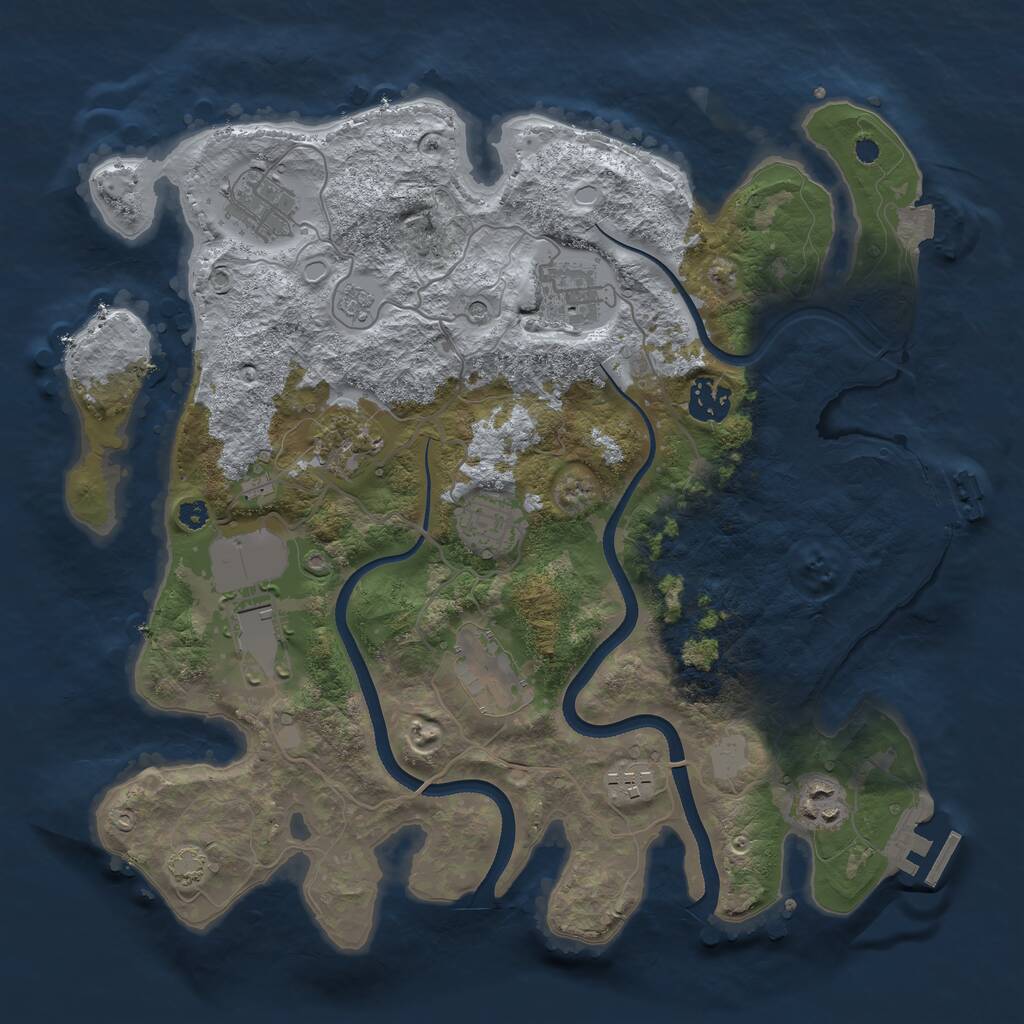 Rust Map: Procedural Map, Size: 3500, Seed: 1953, 15 Monuments