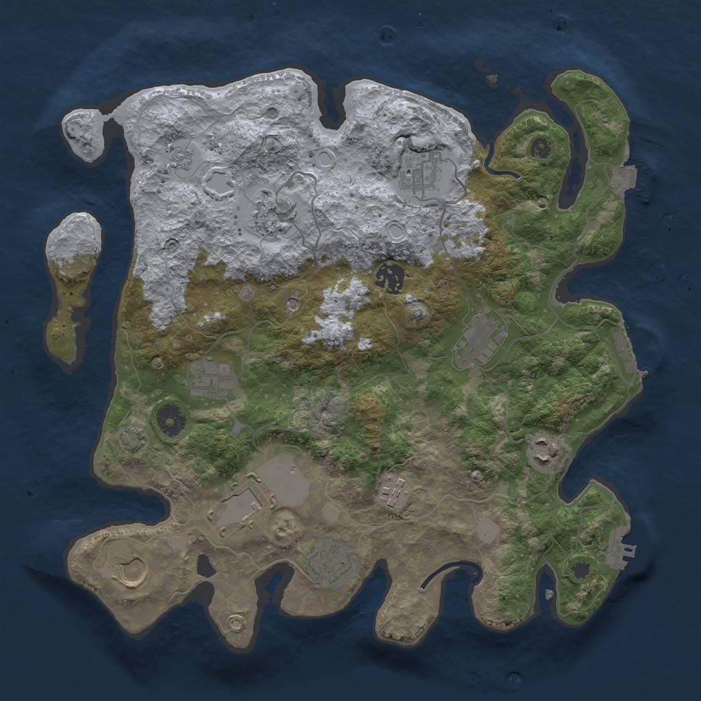 Rust Map: Procedural Map, Size: 3500, Seed: 1953, 18 Monuments