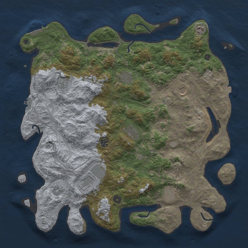 Rust Map: Procedural Map, Size: 4500, Seed: 729633, 18 Monuments