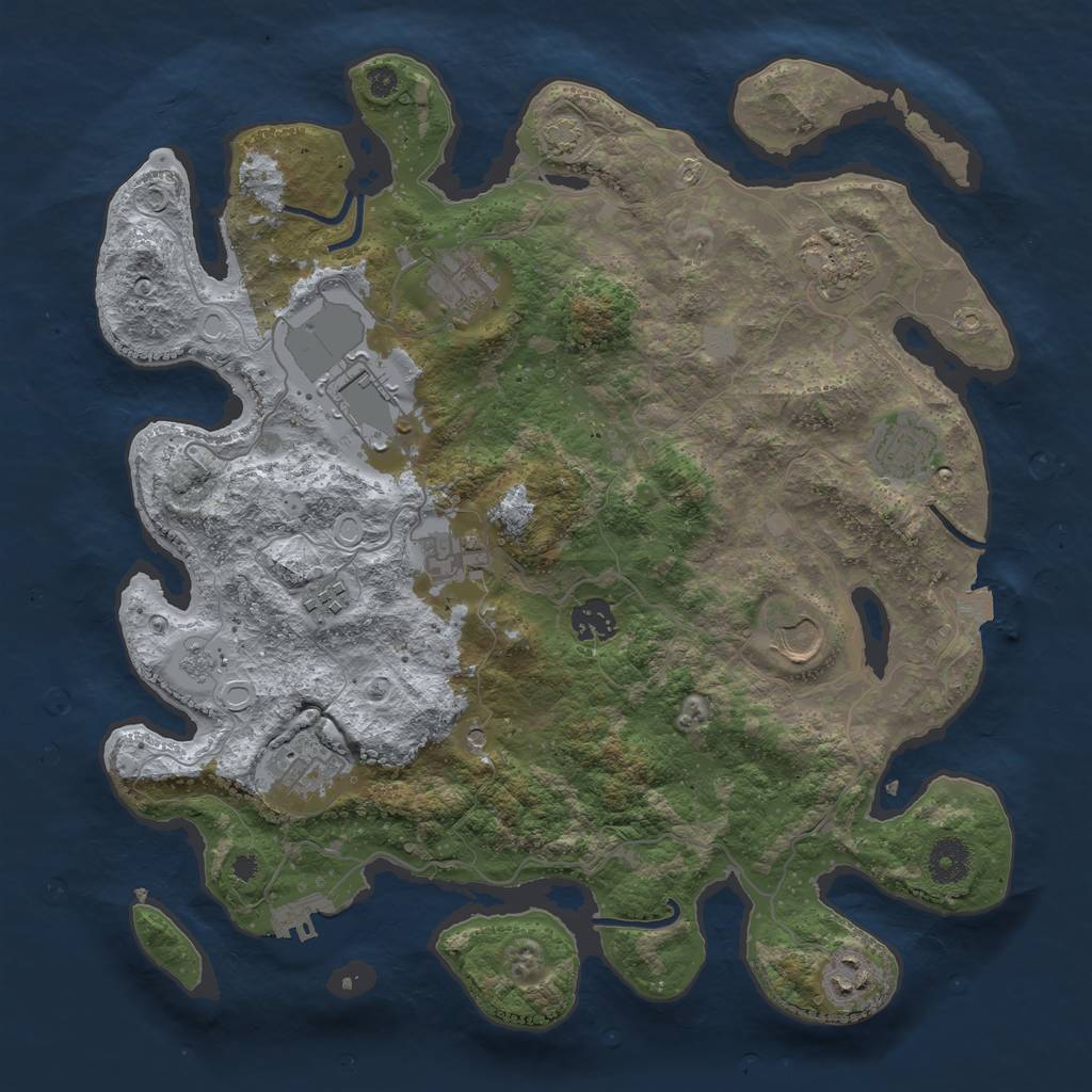 Rust Map: Procedural Map, Size: 3700, Seed: 8379580, 17 Monuments