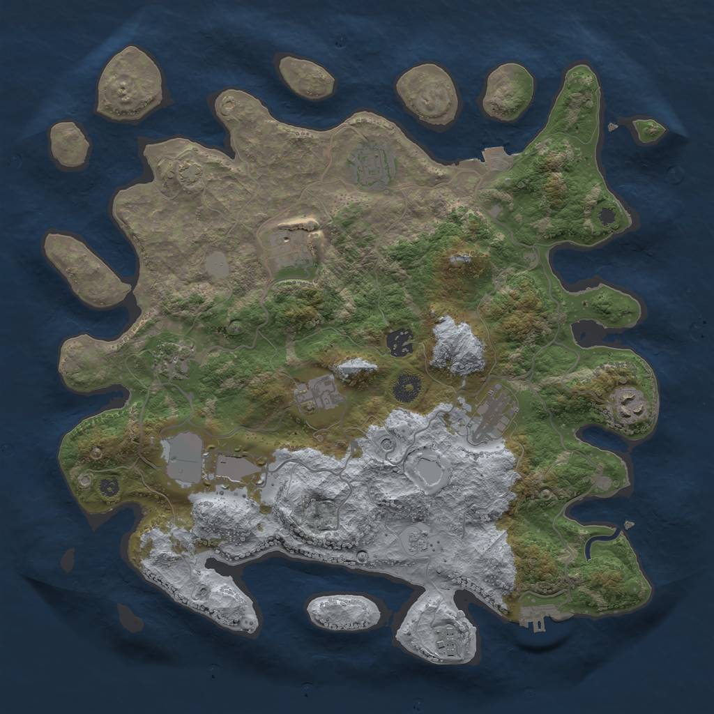 Rust Map: Procedural Map, Size: 3750, Seed: 893246, 16 Monuments