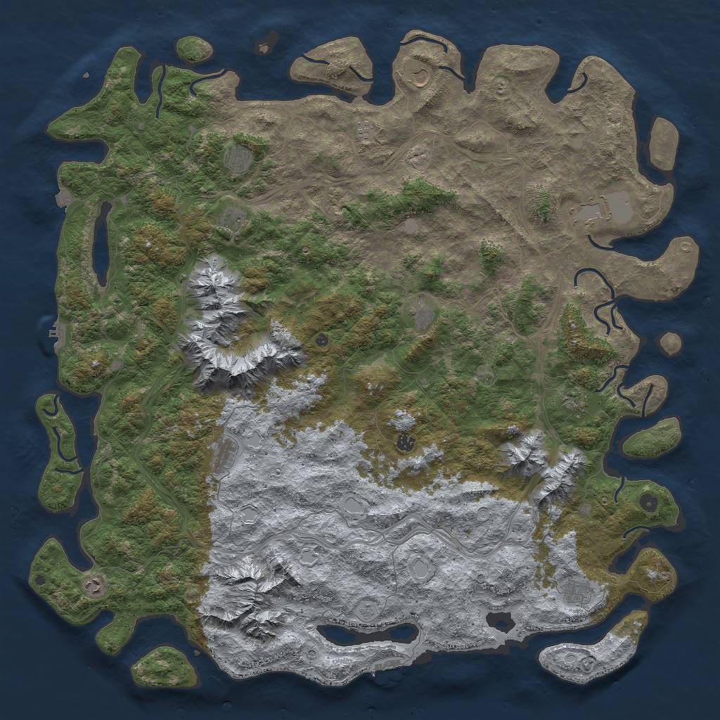 Rust Map: Procedural Map, Size: 6000, Seed: 654318326, 19 Monuments