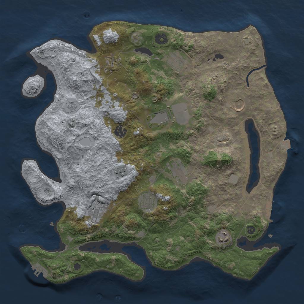 Rust Map: Procedural Map, Size: 3738, Seed: 1441133105, 18 Monuments