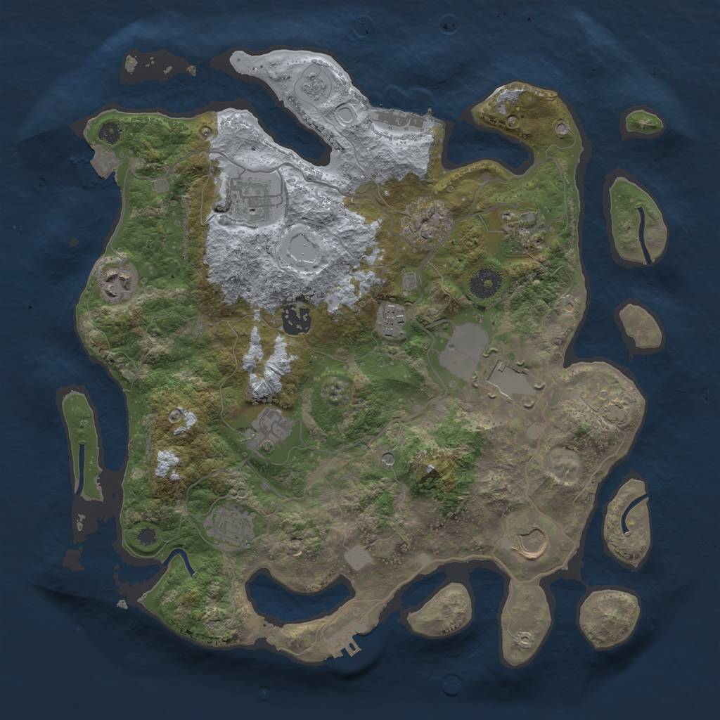 Rust Map: Procedural Map, Size: 3500, Seed: 1233645220, 17 Monuments