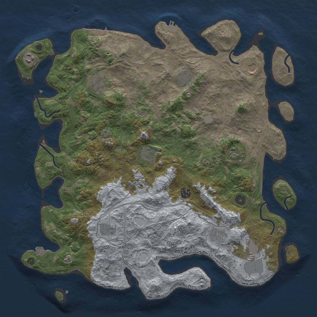 Rust Map: Procedural Map, Size: 4500, Seed: 2064728555, 19 Monuments