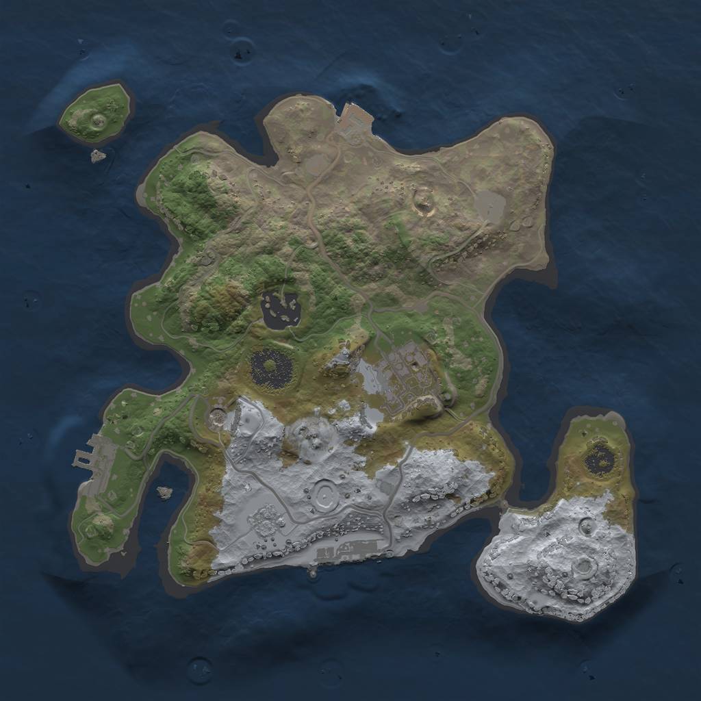 Rust Map: Procedural Map, Size: 2500, Seed: 702850386, 9 Monuments