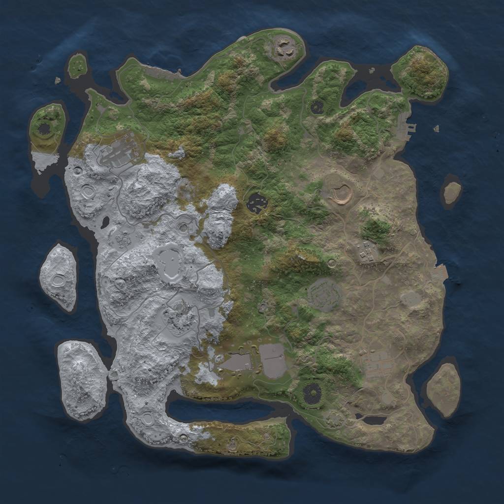 Rust Map: Procedural Map, Size: 3750, Seed: 1453749479, 17 Monuments