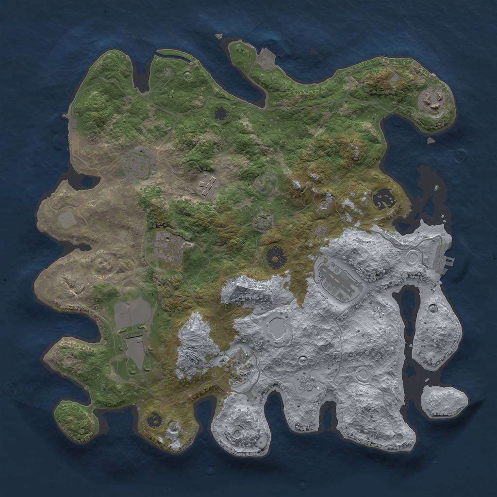 Rust Map: Procedural Map, Size: 3500, Seed: 229812920, 16 Monuments