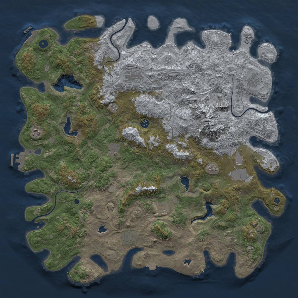 Rust Map: Procedural Map, Size: 5000, Seed: 7655, 16 Monuments