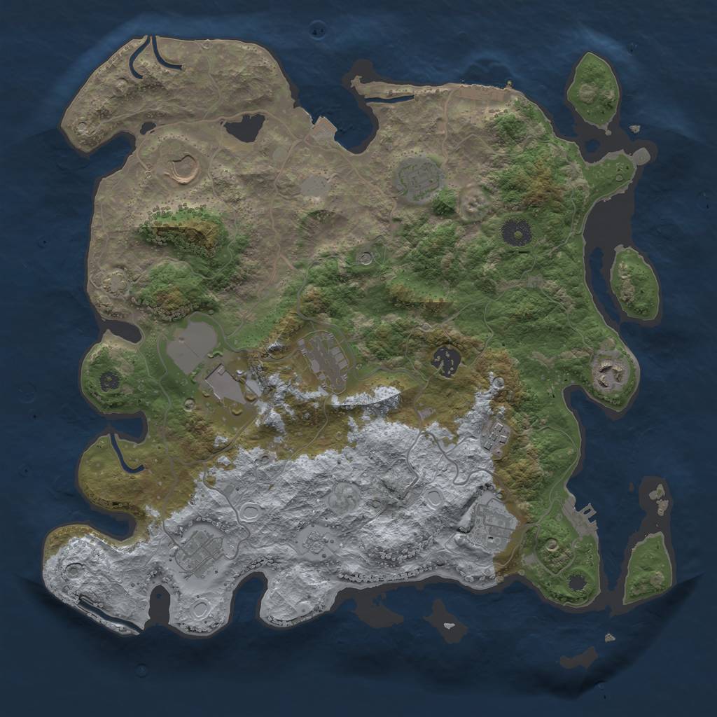 Rust Map: Procedural Map, Size: 3700, Seed: 170763265, 17 Monuments