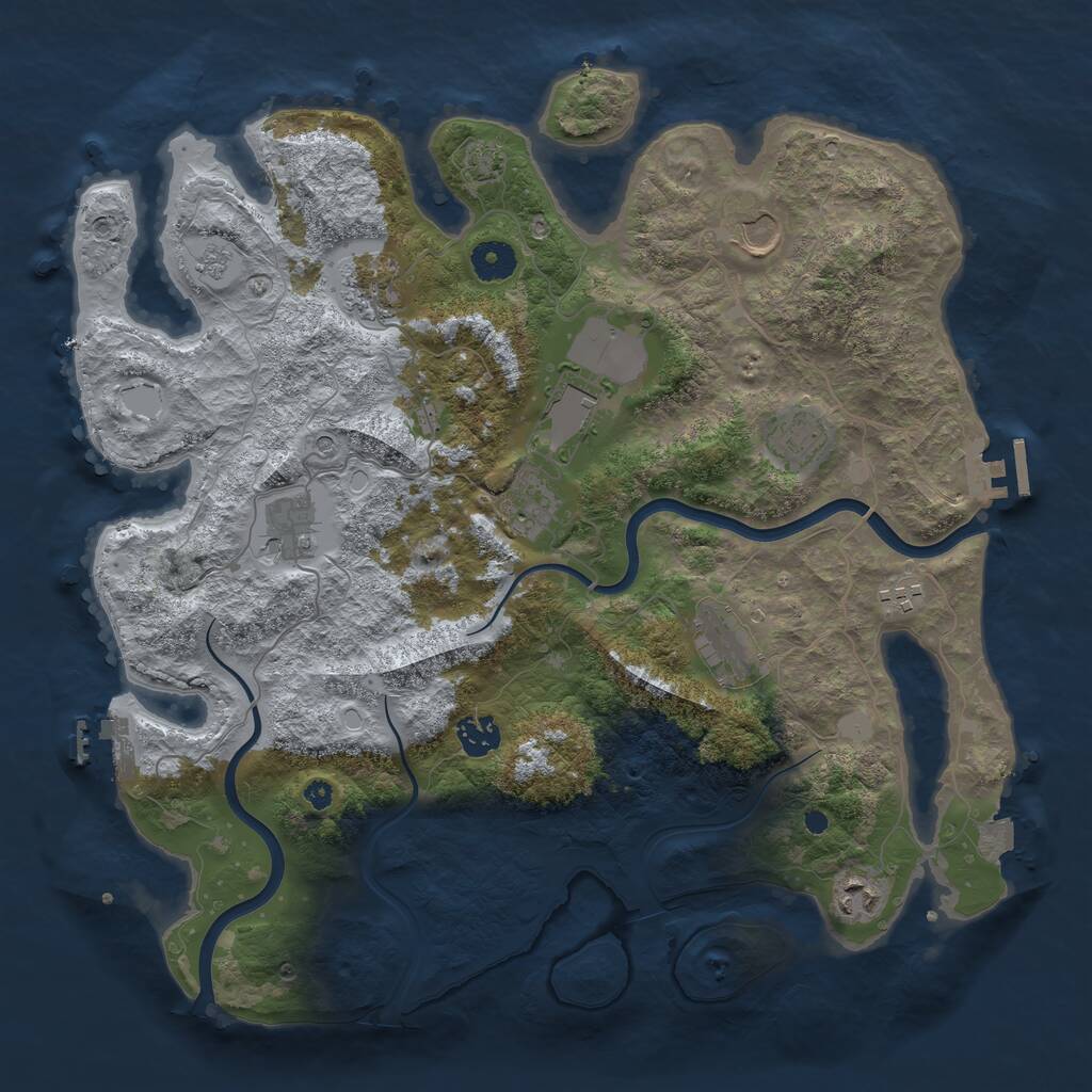 Rust Map: Procedural Map, Size: 3850, Seed: 673193868, 16 Monuments