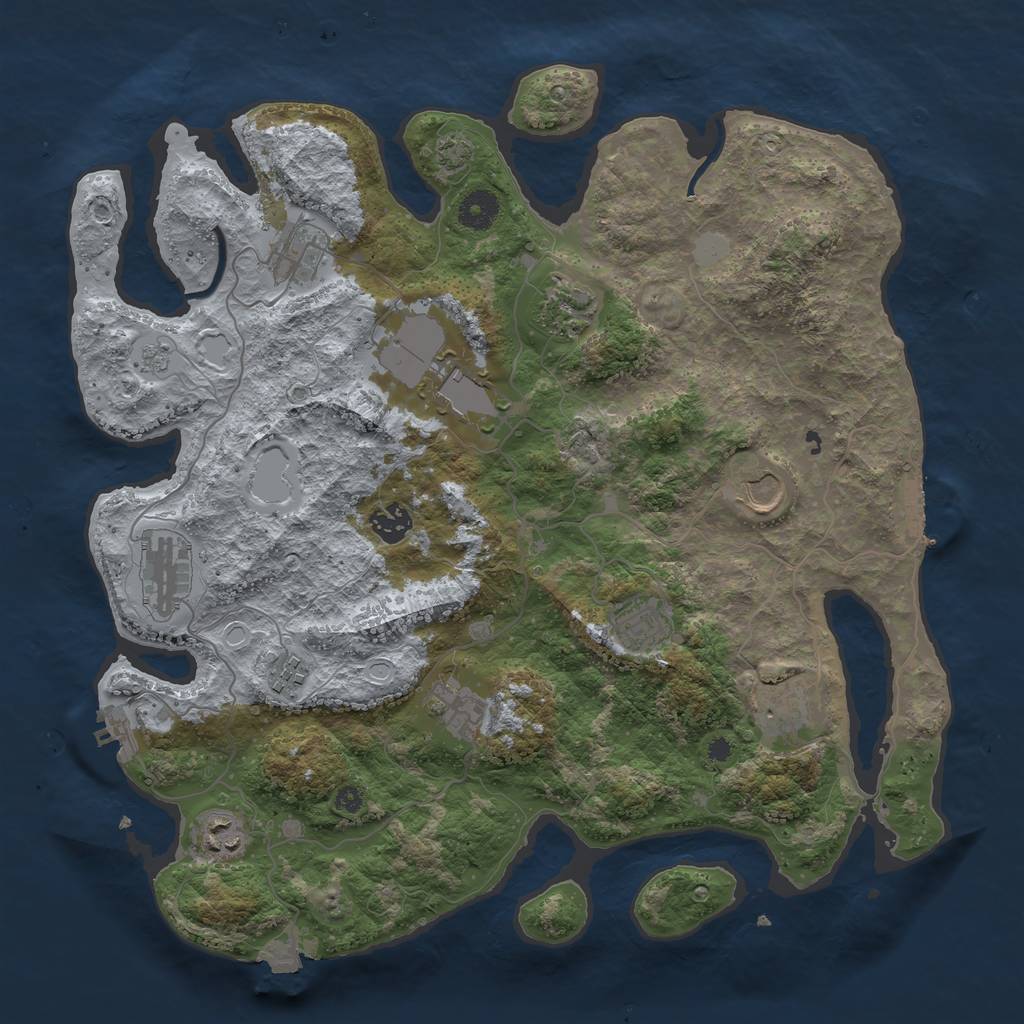 Rust Map: Procedural Map, Size: 3850, Seed: 673193868, 18 Monuments