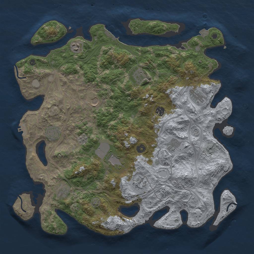 Rust Map: Procedural Map, Size: 4250, Seed: 317290463, 19 Monuments
