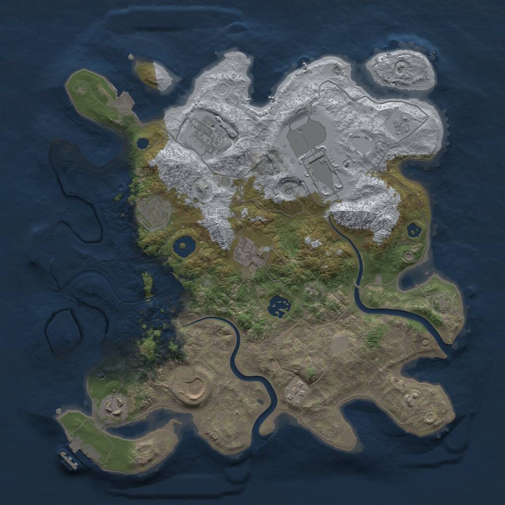 Rust Map: Procedural Map, Size: 3500, Seed: 22124252, 14 Monuments
