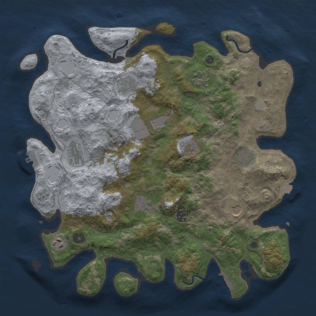 Rust Map: Procedural Map, Size: 4000, Seed: 1087893616, 19 Monuments