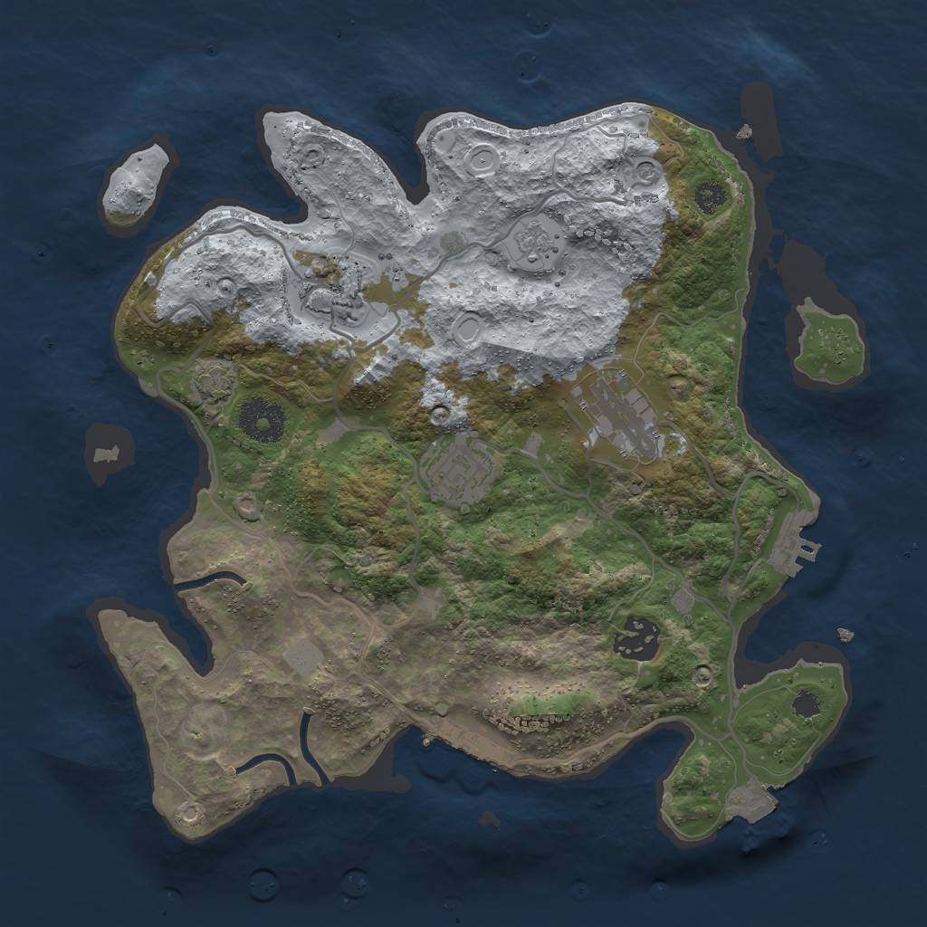 Rust Map: Procedural Map, Size: 3000, Seed: 547594574, 12 Monuments
