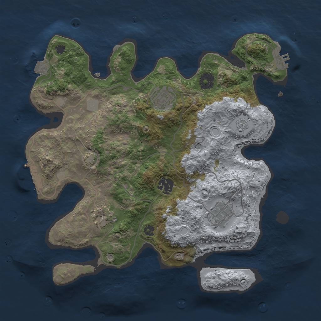 Rust Map: Procedural Map, Size: 3000, Seed: 34534511, 12 Monuments