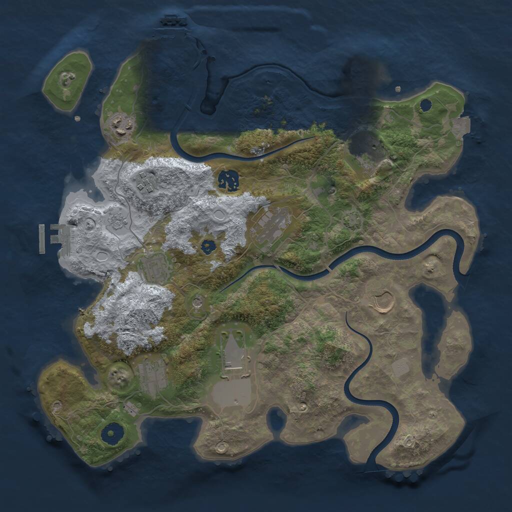Rust Map: Procedural Map, Size: 3500, Seed: 864810970, 15 Monuments