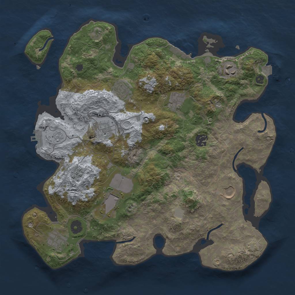 Rust Map: Procedural Map, Size: 3500, Seed: 864810970, 17 Monuments