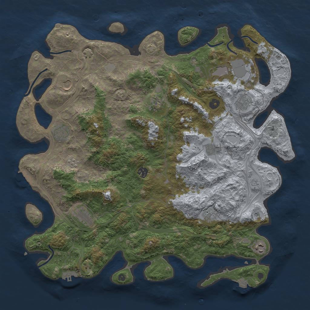 Rust Map: Procedural Map, Size: 4500, Seed: 1841779696, 19 Monuments