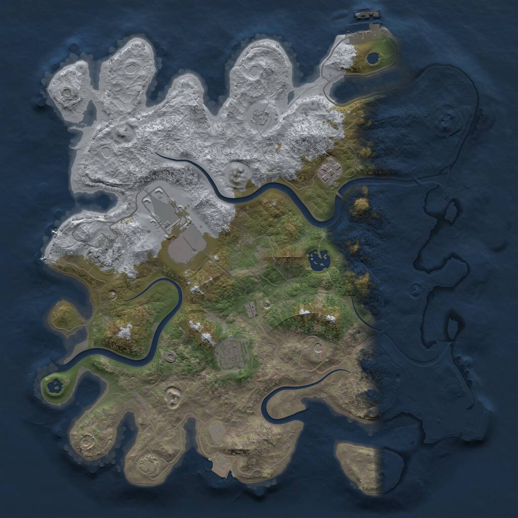 Rust Map: Procedural Map, Size: 3500, Seed: 481586162, 11 Monuments