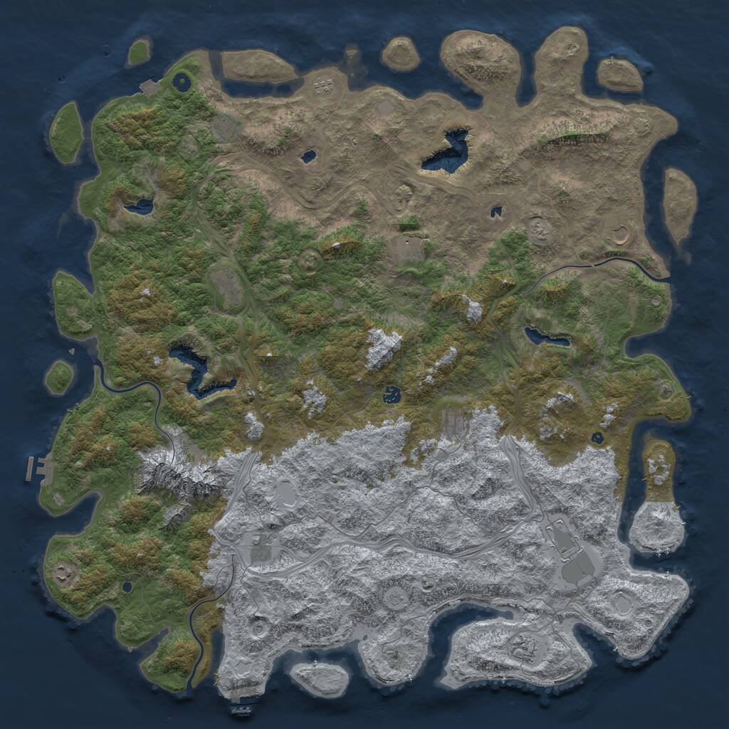 Rust Map: Procedural Map, Size: 6000, Seed: 43627, 17 Monuments