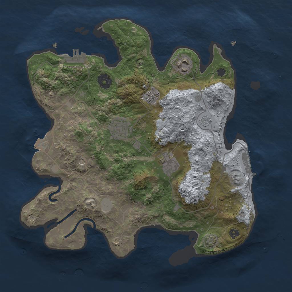 Rust Map: Procedural Map, Size: 3000, Seed: 263490329, 12 Monuments