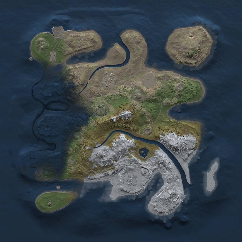 Rust Map: Procedural Map, Size: 2500, Seed: 1734289742, 5 Monuments