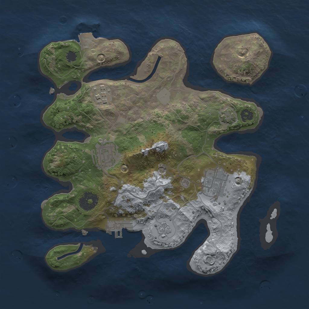 Rust Map: Procedural Map, Size: 2500, Seed: 1734289742, 10 Monuments