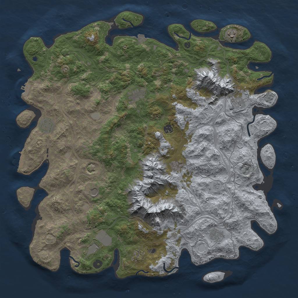 Rust Map: Procedural Map, Size: 5000, Seed: 199756729, 19 Monuments