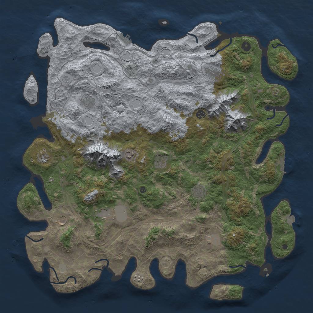 Rust Map: Procedural Map, Size: 5000, Seed: 1193330413, 19 Monuments