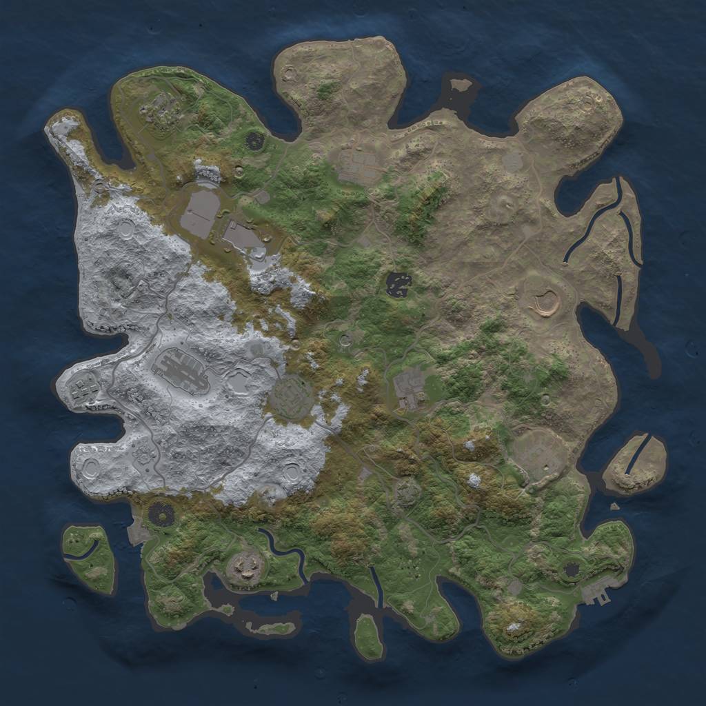 Rust Map: Procedural Map, Size: 4000, Seed: 826032612, 18 Monuments