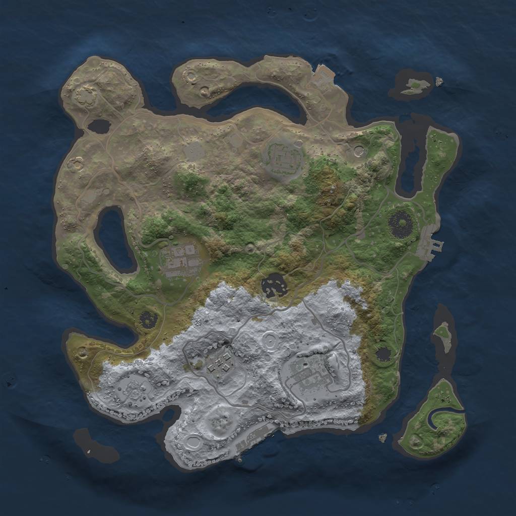 Rust Map: Procedural Map, Size: 3000, Seed: 1502744113, 13 Monuments