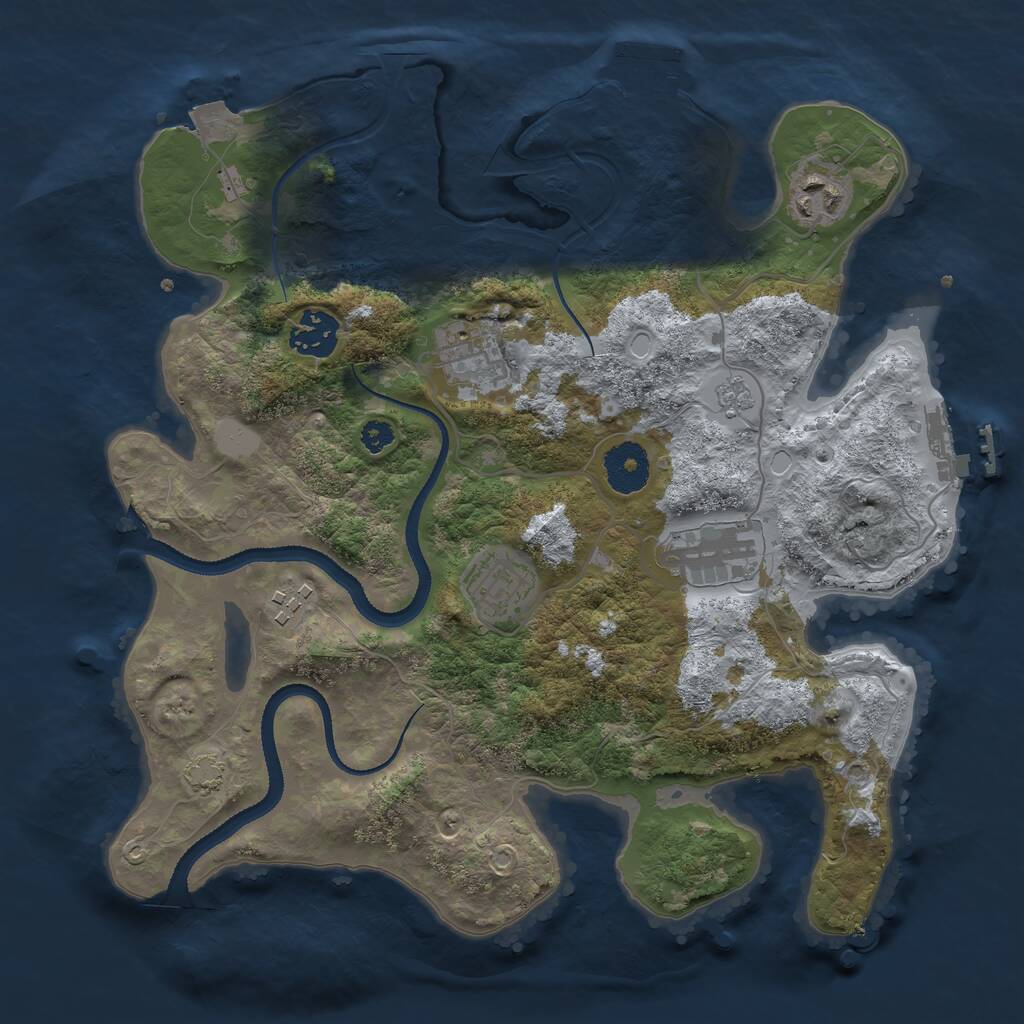 Rust Map: Procedural Map, Size: 3200, Seed: 3585259, 11 Monuments