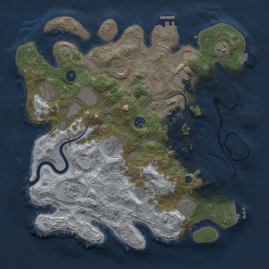 Rust Map: Procedural Map, Size: 3750, Seed: 559147598, 17 Monuments