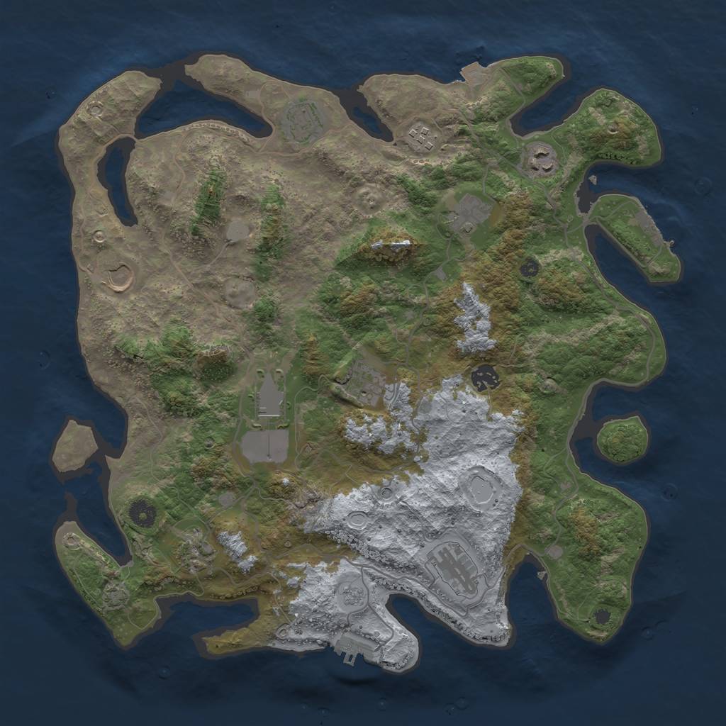 Rust Map: Procedural Map, Size: 4000, Seed: 1865707122, 18 Monuments